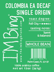 Colombia EA Decaf Coffee Whole Bean 12oz