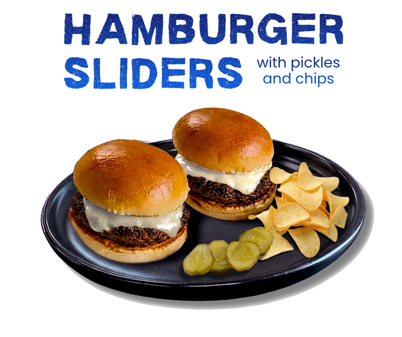The Thursday Grill Affair: Hamburger Sliders with pickles and chips