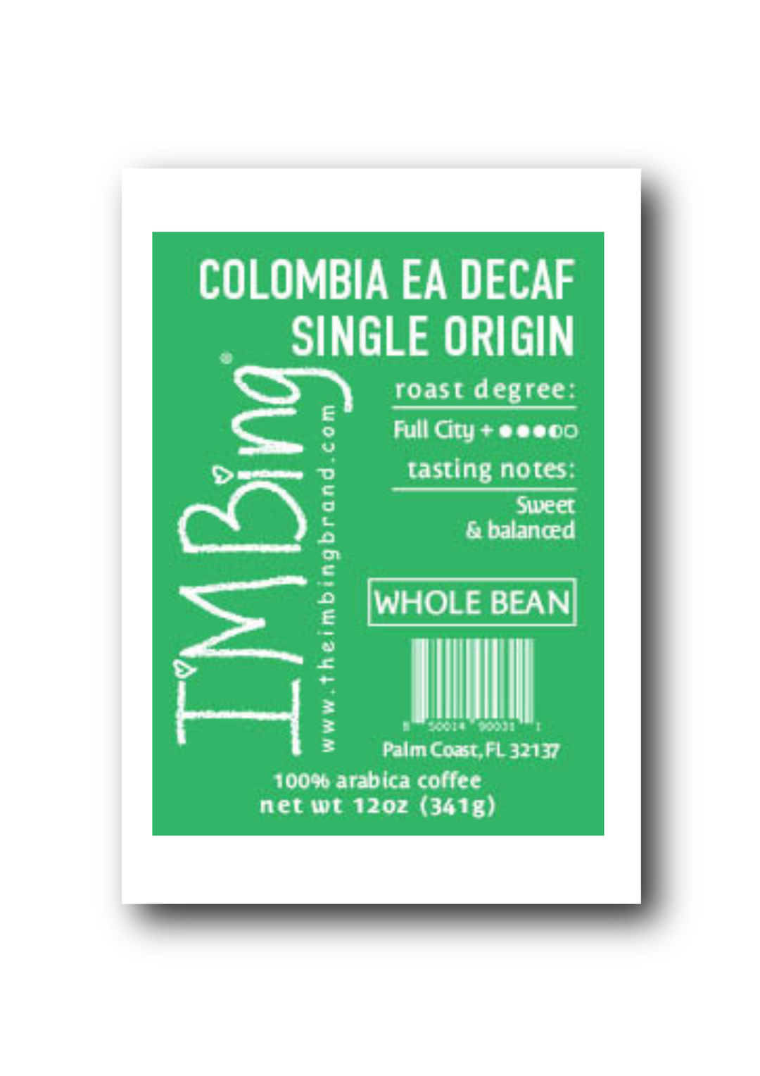Colombia EA Decaf Coffee Whole Bean 12oz