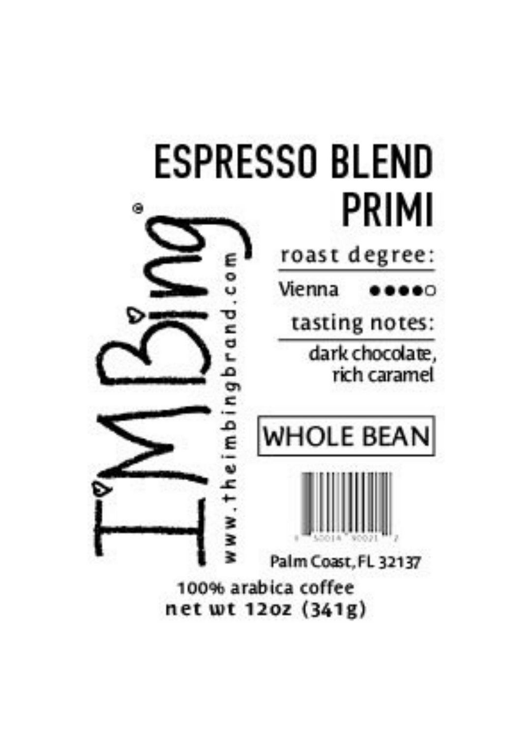 Espresso Blend Primi Whole Bean 12 oz